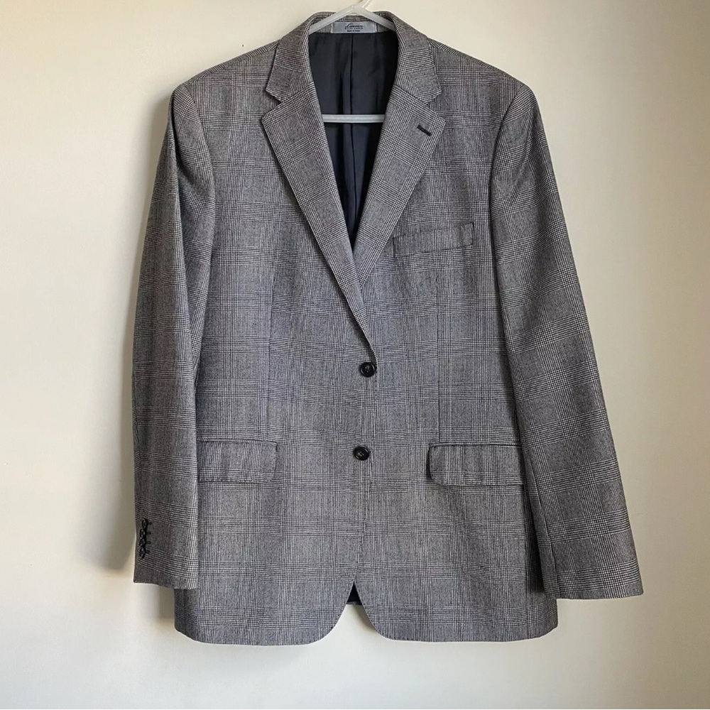 Ralph Lauren Blazer Houndstooth Silver Label Mens 42R Pockets Wool Cashmere